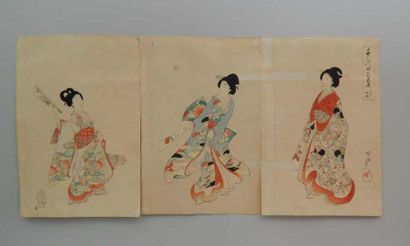 Chikanobu, triptyque, série du palais Chiyoda....