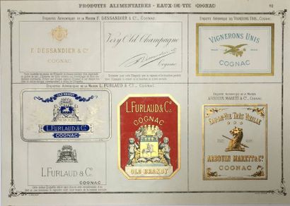 [COGNAC] Ensemble de quatre planches d'étiquettes...