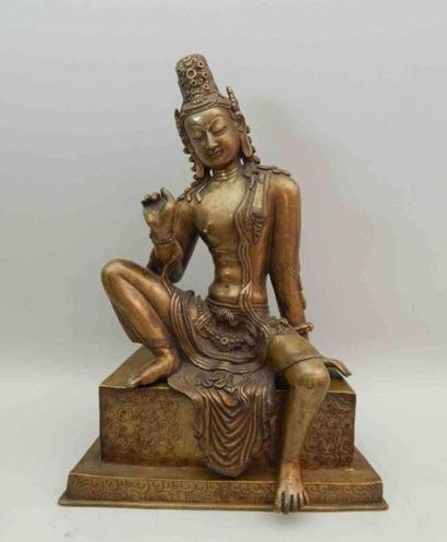Statuette en bronze représentant le Bodhisattva...