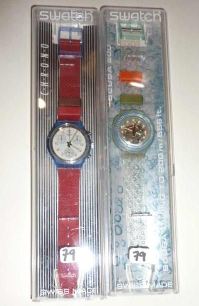SWATCH. Deux montres d'homme, une SCUBA et...