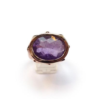 BAGUE chevalière en vermeil (925/°°), ornée...
