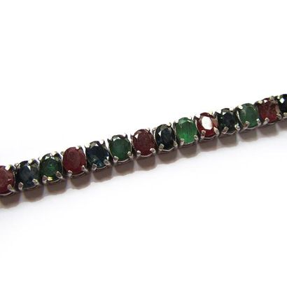 BRACELET articulé en argent (925/°°), composé...