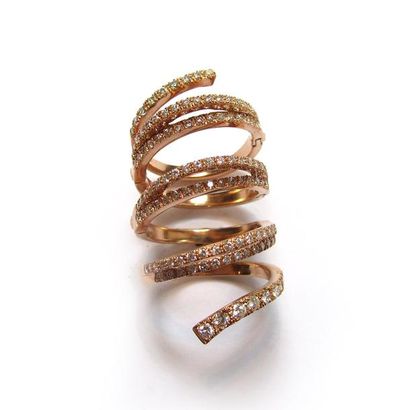 Grande BAGUE articulée en or rose 18k (750/°°),...