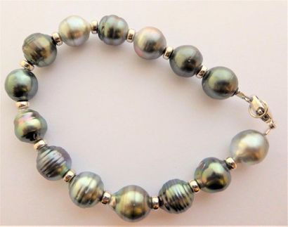 BRACELET en perles de Tahiti baroques alterné...
