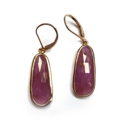 Paire de PENDANTS D'OREILLES en vermeil (925/°°),...