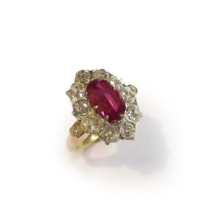 BAGUE marguerite 2 tons d'or 18k (750/°°),...