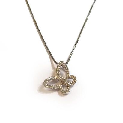 PENDENTIF en or gris 18k (750/°°), stylisant...