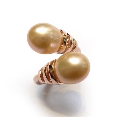 BAGUE toi et moi en vermeil (925/°°), ornée...