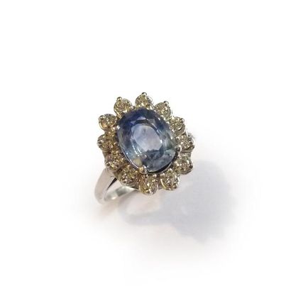 BAGUE marguerite en or gris 18k (750/°°),...
