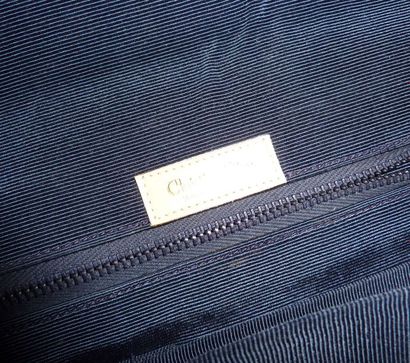 DIOR- Sac de soirée en cuir crème et bandes...