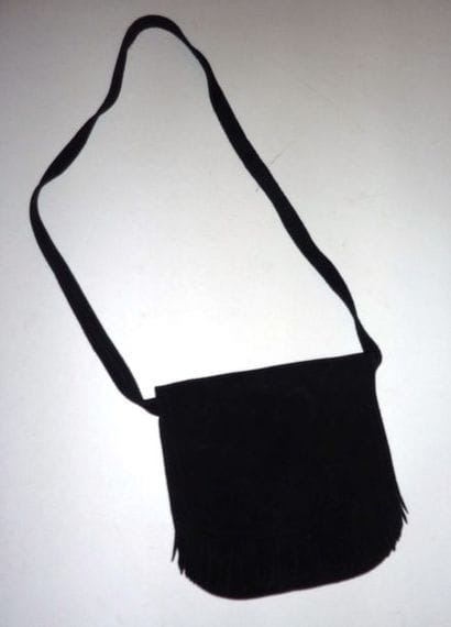 DIOR- Petit sac en daim noir à franges et...
