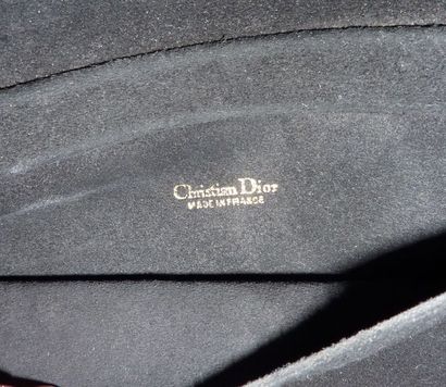 DIOR- Petit sac en daim noir à franges et...