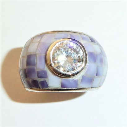 BAGUE jonc en argent rhodié 925/°°, le corps...