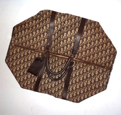 DIOR- Sac de voyage en toile et cuir.