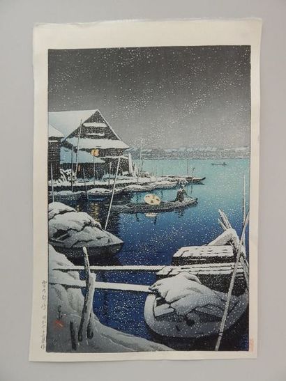 Hasui, oban tate-e, neige à Mukojima. 19...