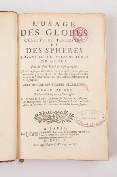 Nicolas BION.

L’Usage des globes céleste...