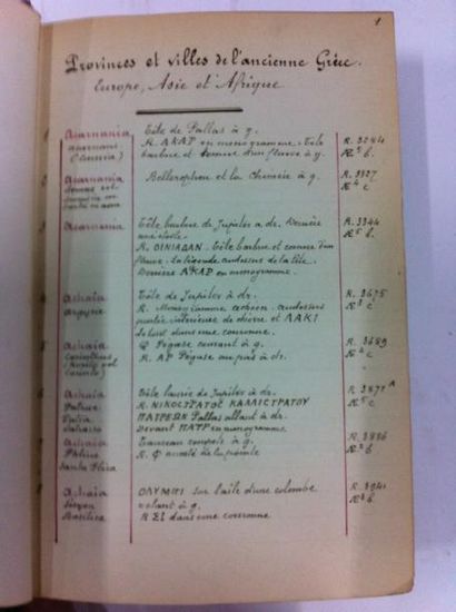 [MANUSCRIT]. 

Monnaies grecques, romaines,...