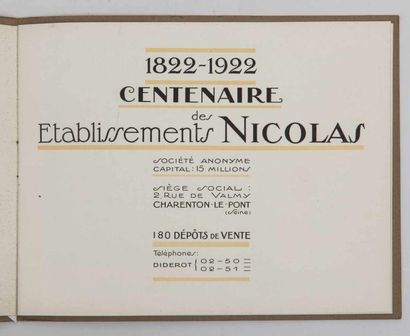 1822-1922. Centenaire des Etablissements...