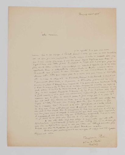 Benjamin PERET (1899-1959) 

Lettre autographe...