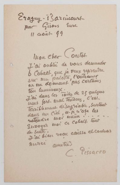 Camille PISSARRO (1830-1903) peintre.

Lettre...