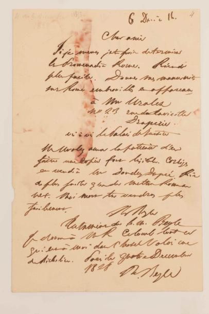 STENDHAL Henri Beyle, dit (1783-1842).

Testament...