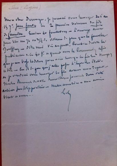 Eugène SUE (1804-1857) Ecrivain.

Lettre...