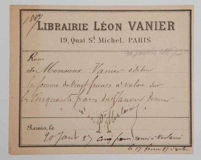 Paul VERLAINE (1844-1896) Poète.

Billet...