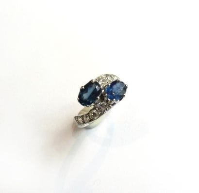 BAGUE toi et moi en or gris 18k (750°/°°),...