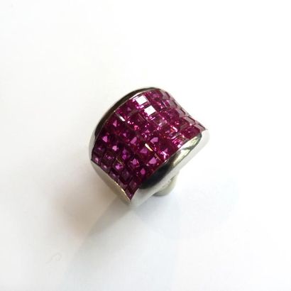 BAGUE bandeau en or gris 18k (750°/°°) ,...
