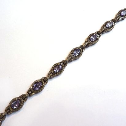 BRACELET articulé en argent patiné (925°/°°),...