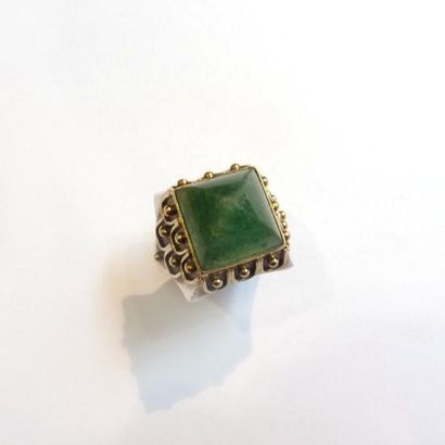 BAGUE en or 18K (750°/°°) et argent (925°/°°)...