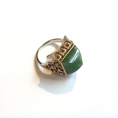 BAGUE en or 18K (750°/°°) et argent (925°/°°)...