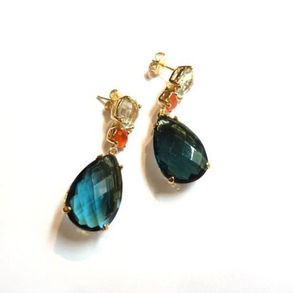 Paire de PENDANTS D'OREILLES en vermeil (925°/°°),...