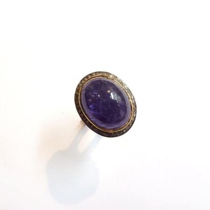 BAGUE en vermeil et argent (925°/°°), ornée...