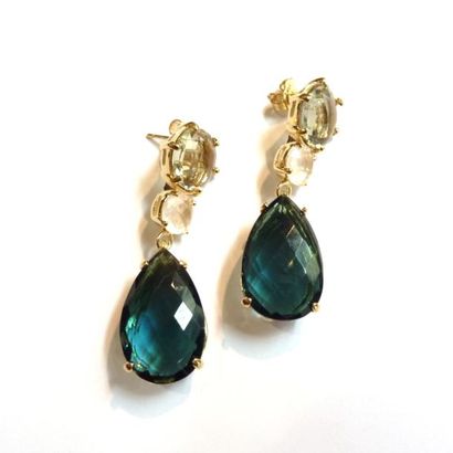 Paire de PENDANTS D'OREILLES en vermeil (925°/°°),...