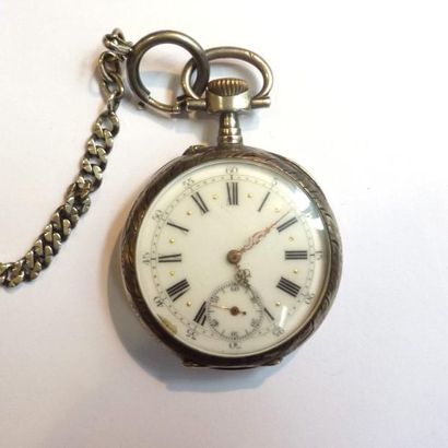 MONTRE A GOUSSET et sa chaîne en argent,...