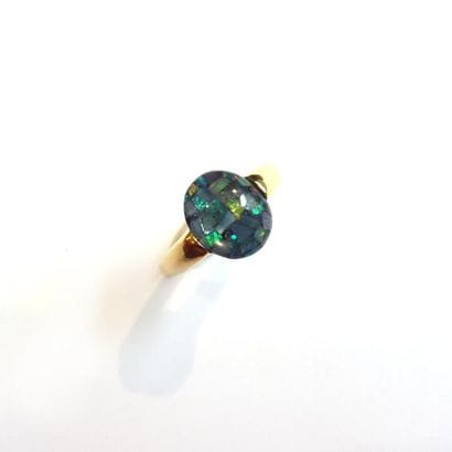 BAGUE en vermeil (925°/°°) ornée d'un cabochon...