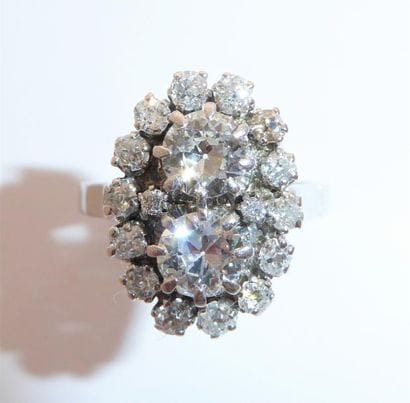 BAGUE vous et moi en or blanc 18K(750°/°°)...