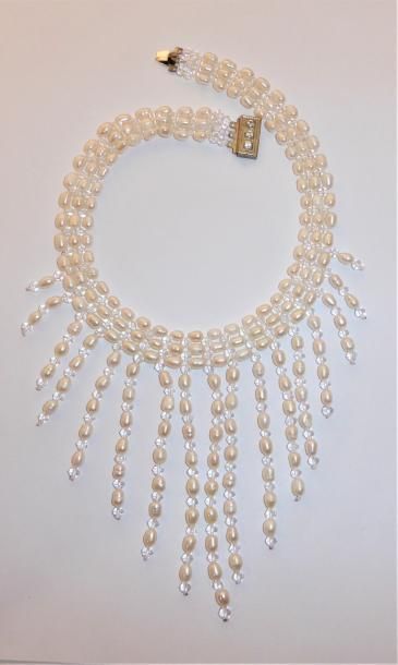 COLLIER perles ED + pampilles en cristal...