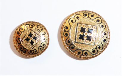BOUTONS en or 18K 750°/°° ornés de motifs...