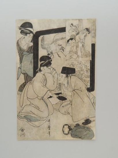 Utamaro, oban tate-e, une jeune serveuse...