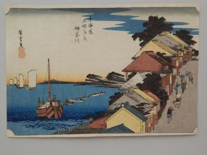 Hiroshige, oban yoko-e, série des 53 stations...