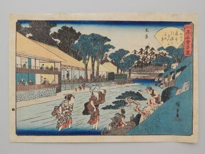 Hiroshige, oban yoko-e, série des restaurants...