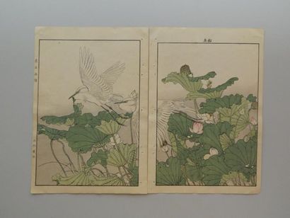 Keinen, diptyque, couple de hérons au printemps....