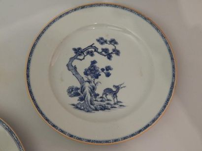 Deux assiettes en porcelaine « bleu blanc »...