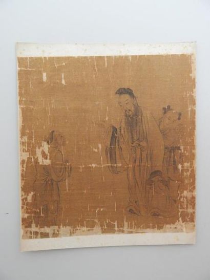 Quatre peintures représentant des personnages,...