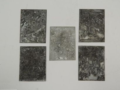 Cinq plaques à impression. L : 8.5 x 11 ...