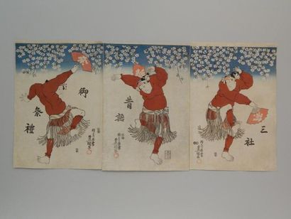 Toyokuni, triptyque, la fête des sanja. Vers...