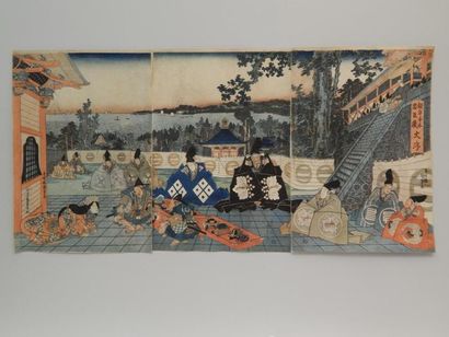 Kunisada, triptyque, scène de théâtre, Kanadehon...