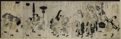 Eizan (1787-1887), pentaptyque, oban tate-e,...
